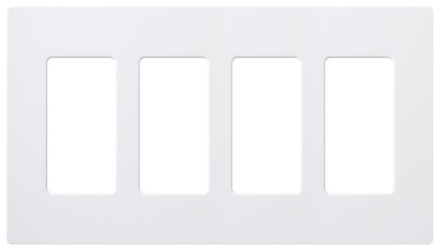 Lutron Claro 4 Gang Decorator/Rocker Wallplate, Gloss, White (12-Pack) | CW-4-WH