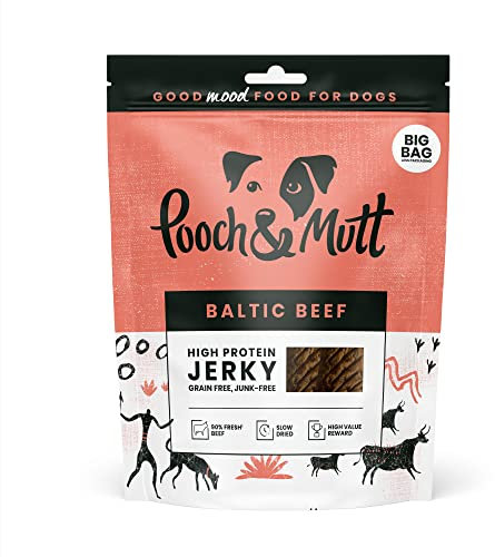 Pooch & Mutt - Meaty Jerky Treats, Grain Free Baltic Beef for Training Reward, Pack of 1x210g