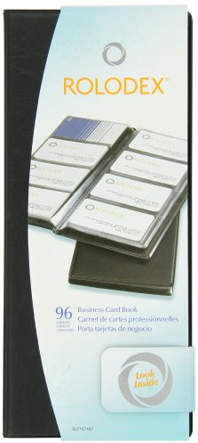 Rolodex Vinyl Business Card Book with A-Z Tabs, Holds 96 Cards of 2.25 x 4 Inches, Black (67467)