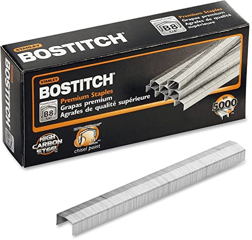 Bostitch B8 PowerCrown Premium Staples, 0.25 Inch Leg, Full-Strip (STCR21151/4)