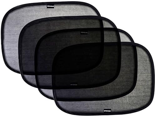 Enovoe Car Window Shade - 4-Pack Premium Cling Sunshade for Car Windows - Glare and Sunray Protection - Side Window Sun Shades for Standard Size Cars - Includes Storage Pouch and E-Book - 53x36 cm