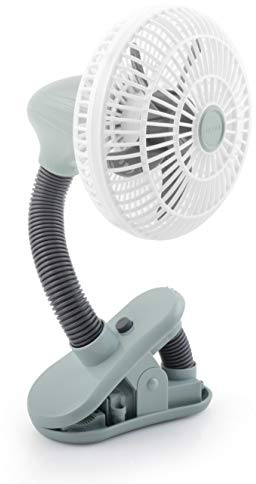 O2COOL 4 Inch Clip On Stroller Fan, Portable Battery Operated for Outdoor, Car Seat and Baby Crib. Flexible Neck and Adjustable Head for Multi-directional Cooling (Grey)