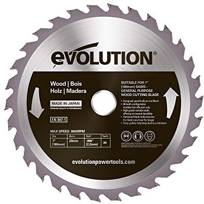 Evolution Evoblade WD TCT-Kreissägeblatt für Holz, 180 mm