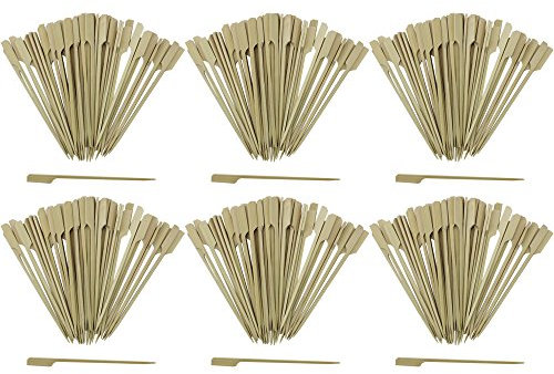 com-four® 300x Fingerfood Spieße aus Bambusholz - Holzspieße mit breiter Grifffläche für besseren Halt - ideal für Buffet oder Gastro (300 Stück - 15cm mit Griff)