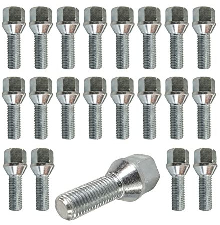 20 Radschrauben Radbolzen M12 x 1,25 28mm Kegelbund 60° kompatibel mit Peugeot 1007, 106, 2008, 205, 207, 208, 3008, 305, 306, 307, 308, 309, 405, 406, 5008, Partner, 308, 407, 508, 605, 607