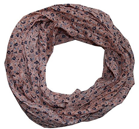 Blumen Damen Loop Schal aus Seide & Baumwolle/Seidenschal (Blümchen rosa blau)