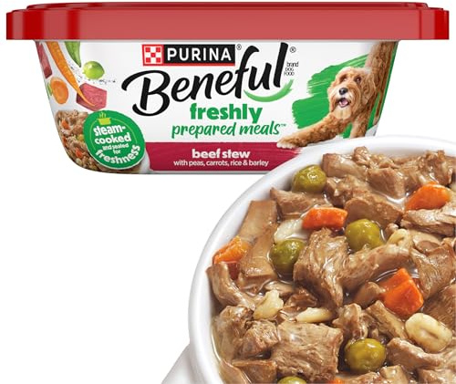 Purina Beneful Wet Dog Food Freshly Prepared Meals Beef Stew with Peas, Carrots, Rice, and Barley - (Pack of 8) 10 oz. Tubs