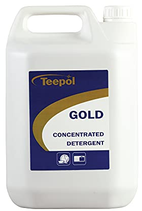 Teepol Gold Concentrated Detergent - Dishwashing Liquid 5L - Dish Soap & Floor Cleaner, Multi Surface Cleaner for Oil, Dirt, Grease Removal - PH-Neutral Washing Up Liquid for Home & Business