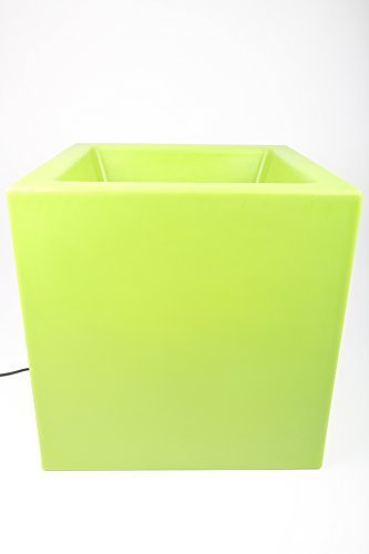 point-garden Beleuchteter Blumentopf aus Kunststoff, Pflanzkübel grün