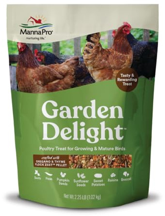 Manna Pro Garden Delight Chicken Treat, Dried Vegetable & Herb Treat Mix for Chickens, Ducks, and Poultry, Natural Coop Enrichment Snack for Hens and Backyard Birds, Made in USA, 2.25 lb Bag