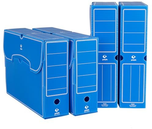 Grafoplas 70905830, Pack de 25 Cajas de Archivo Definitivo Plástico, Color Azul, Tamaño Folio, 36x26,3x9,5cm, 70907830