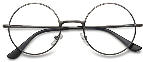 VEVESMUNDO Runde Metall Lesebrille Herren Damen Nickelbrille Lennon Brille Gafas Graduadas 2 Dioptrias Lesehilfe Stärke (Grau)