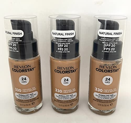 3x Revlon Colorstay Pump 24HR Make Up SPF20 Norm/Dry Skin 30ml - 330 Natural Tan
