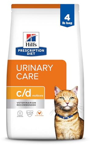 Hill's Prescription Diet c/d Multicare Urinary Care Dry Cat Food, Chicken, 4 lb. Bag