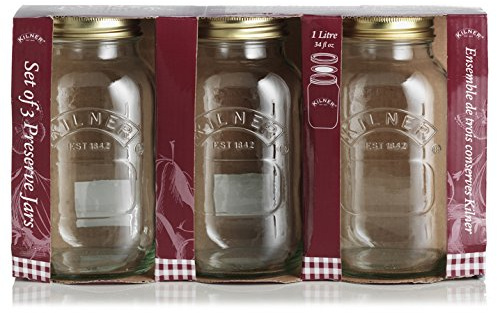 Kilner Ravenhead 1 Litre Preserve Jar, Sleeve of 3