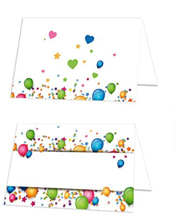 Logbuch-Verlag 25 Tischkarten LUFTBALLONS Geburtstag Kinder Namensschilder Silvester Party Sitzkarten Platzkarten weiß