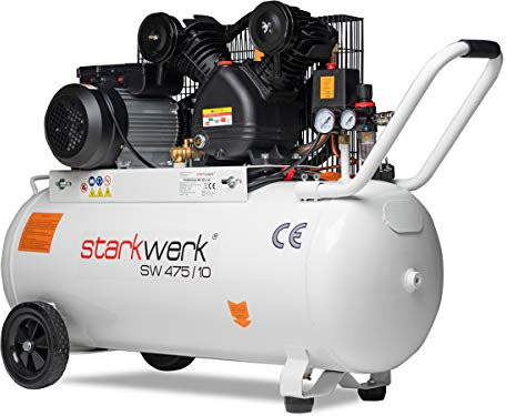 Starkwerk SW 475/10 Druckluftkompressor Kompressor 2,2kW 230V 10Bar 100l Kessel Keilriemenantrieb Luftkompressor Compressor inklusive Druckminderer und Wasserabscheider