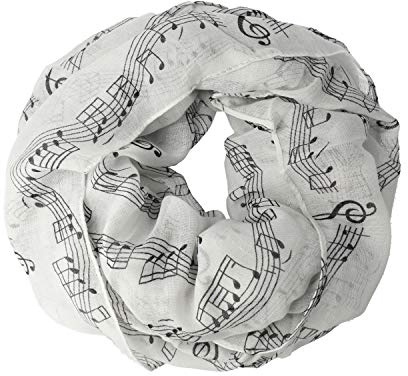 Écharpe en rond Note Ligne – Beau cadeau pour musicien - Blanc - Taille unique