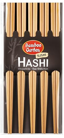 Bamboo Garden Hashi - Ess-Stäbchen,10 Stück (Verpackungsdesign kann abweichen), Holzfarben