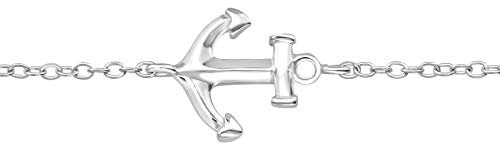 Pulsera de cadena de plata de 18 cm con ancla marina, joya de mujer