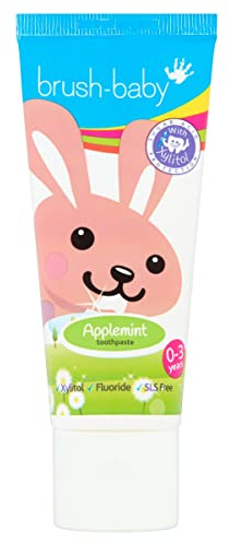 Brush-Baby Applemint Toothpaste for Babies & Toddlers | Stage 2-First Teeth | 0-36 Months, 50ml, Clear