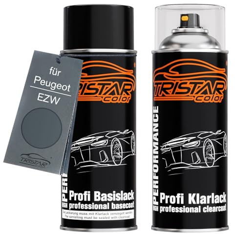 TRISTARcolor Billack sprayburk för Peugeot EZW Gris Fer Metallic + klarlack