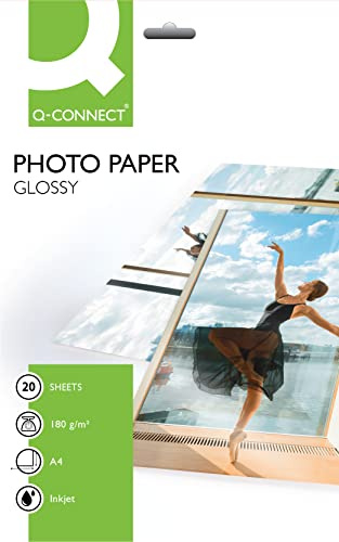 Q-Connect A4 Gloss Photo Paper 180gsm (Pack of 20)