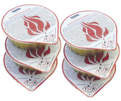 kela Pâte combustible de sécurité pour punch aux pinces à feu, fondue, MAGMA, 6 x 80g de pâte combustible, éthanol, pâte combustible pour fondue