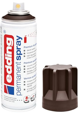 edding 5200 Spray Permanente, Cioccolato Opaco, 200 Ml, Vernice Acrilica Premium per Dipingere e Decorare Vetro, Metallo, Legno, Ceramica, Plastica, Tela, Smalto Acrilico, Vernice Spray