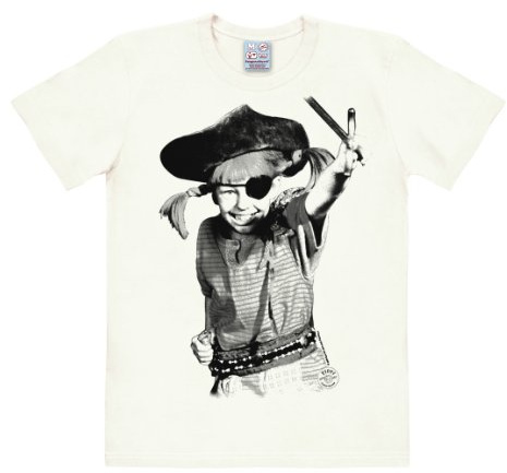 Logoshirt t-shirt Pippi Långstrump – pirat – rund hals tröja gammalvit – licensierad originaldesign