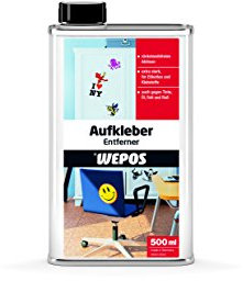 Wepos Aufkleber Entferner 500 ml | extra starker Entferner für Etiketten und Klebstoffe | auch für Tinte, Öl Ruß und Fett geeignet | schonend und rückstandsfrei