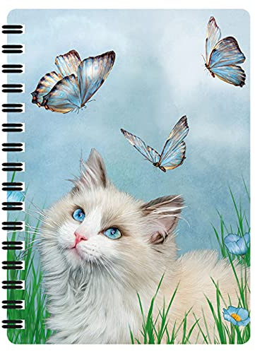 3D LiveLife Ragdoll & Butterflies A6-Anteckningsbok, Spiral, 80 Sidor