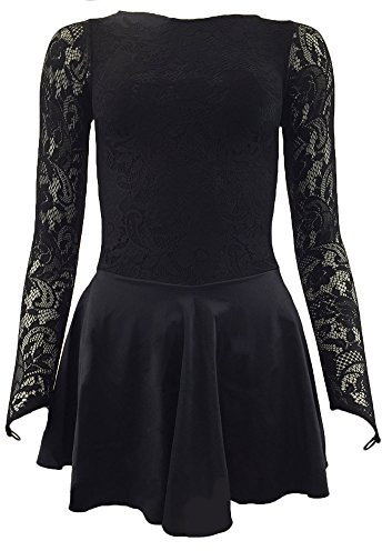 Starlite Black Zoe Dance Dress with Lycra Skirt for Women, Size M