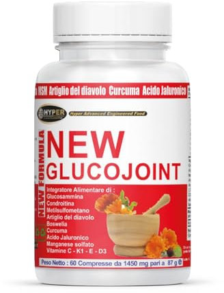 Hyper Integratore per Articolazioni, Cartilagine ed Ossa Glucojoint | con Glucosamina Condrotina MSM, Artiglio del Diavolo Forte e Acido Ialuronico | 60 Compresse Made in Italy