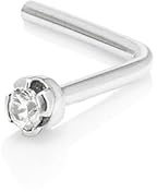 Mia Gioielli - Piercing Piccolo Diamante - Orecchino Naso Oro 18k (750) Bianco con Brillante 0.005 carati - stile Griffo - Anallergico Uomo Donna - F-06027-0B00