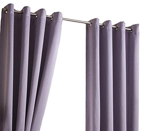 Sateen Woven Blackout Mauve Ring Top / Eyelet Unlined Readymade Curtain Pair 90x90in(228x228cm) Approximately By Hamilton McBride®