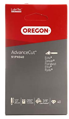 Oregon AdvanceCut - Cadena para Motosierra de Altura, paso de 3/8”, calibre 0,050”, 40 eslabones en barra de 25 cm (10”). Compatible con: Ryobi, Black & Decker, Einhell