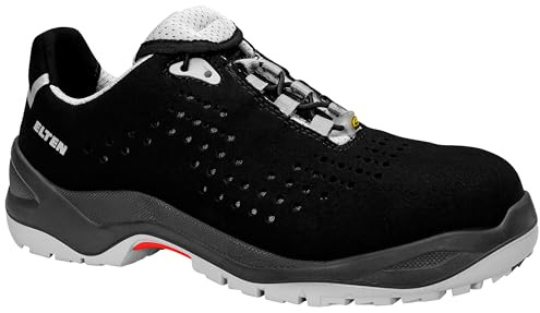 ELTEN Sicherheitsschuhe Impulse Grey Low ESD S1, Damen und Herren, Textil, Kunststoffkappe (Leichter als Stahlkappe), leicht, sportlich 41, Schwarz-Grau