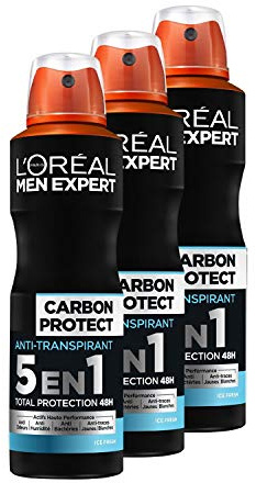 L'Oréal Men Expert Carbon Protect Ice Fresh 5-in-1 Men's Spray Pack of 3