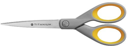 Westcott E-30470 00 Titanium Super Softgrip Schere, 18 cm, grau-gelb