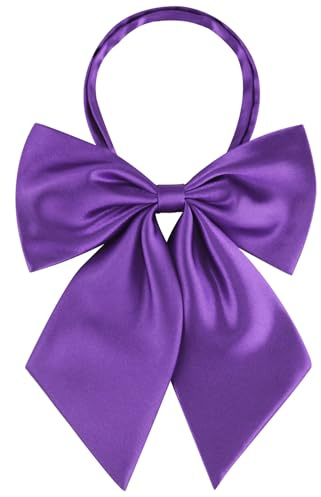 AWAYTR Ladies Adjustable Pre tied Bowtie - Solid Color Bow Ties for Women (Purple)