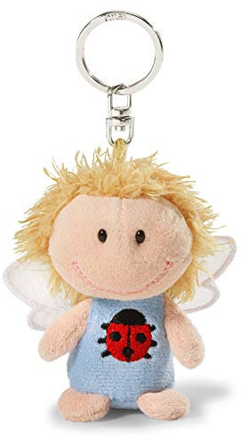 Nici beschütze Dich“, Glücksbringer Schutzengel Engel Unisex Schlüsselanhänger für Schlüsselband, Schlüsselbund & Schlüsselkette I 34552, blau mit Marienkäfer, 7 cm