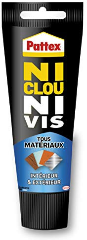 Pattex | Colle Ni Clou Ni Vis Résiste à l'Eau Multi-Matériaux (tube de 142 g) – Colle de fixation à maintien immédiat pour intérieur & extérieur – Mastic blanc flexible et repositionnable