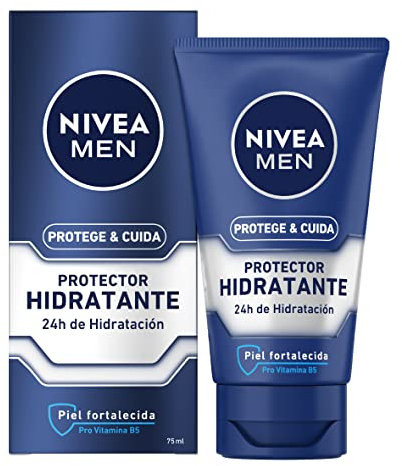 NIVEA MEN Protege & Cuida Protector Hidratante (1 x 75 ml), crema facial hidratante para el cuidado de la piel seca, protector facial para hombre