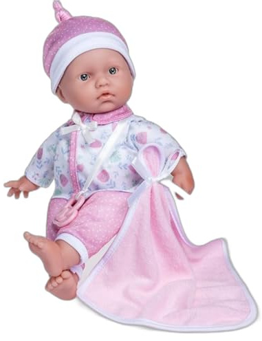 La Baby Caucasian 11-inch Small Soft Body Baby Doll | JC Toys - La Baby | Washable |Removable White & Pink Floral Outfit w/Hat, Pacifier & Blanket | for Children 12 Months +