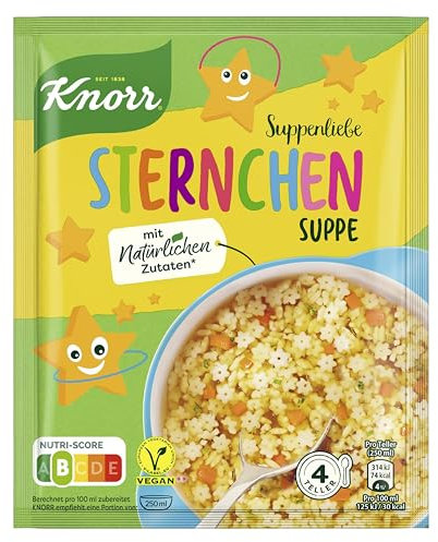 Knorr Suppenliebe Sternchen Suppe leckere schnelle Suppe für Kinder und Erwachsene mit natürlichen Zutaten 4 Teller