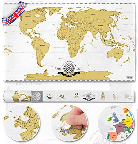 GOODS+GADGETS® Mapa del Mundo para Raspar XXL 82x45 cm