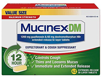 Mucinex DM 12 Hr Max Strength Expectorant & Cough Suppressant Tablets, 42ct,