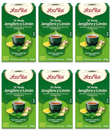 Yogi Tea Tè Verde Zenzero Limone Bio - Infuso Ayurvedico - Miscela di Tè Verde, Zenzero e Limone - Confezione da 6x17 bustine (102 bustine in totale)
