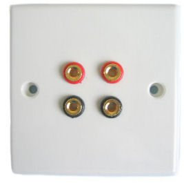 C4A Speaker Wall Plate - for 2 x Speakers (Accepts 4mm Banana Plugs)